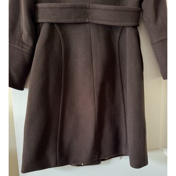 MARC NEW YORK BROWN WOOL COAT WITH FUR HOOD SIZE 2P - Picture 9 of 14